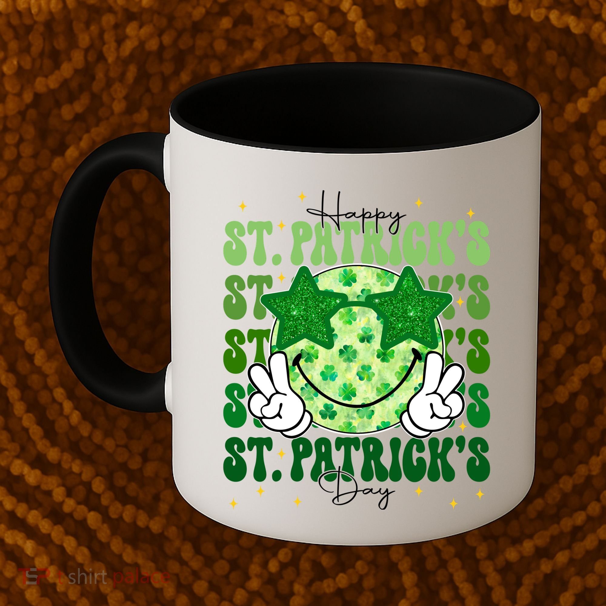 Groovy Happy St Patricks Day Shamrock Coffee Mug