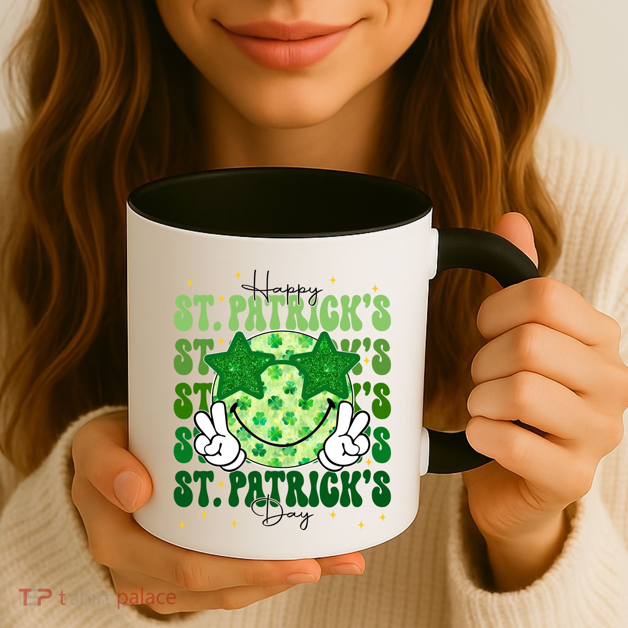 Groovy Happy St Patricks Day Shamrock Coffee Mug