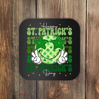 Groovy Happy St Patricks Day Shamrock Coaster