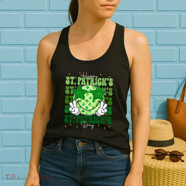 Groovy Happy St Patricks Day Shamrock Women's Tank Top