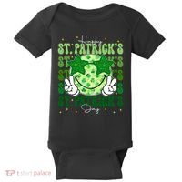 Groovy Happy St Patricks Day Shamrock Baby Bodysuit thumb 0