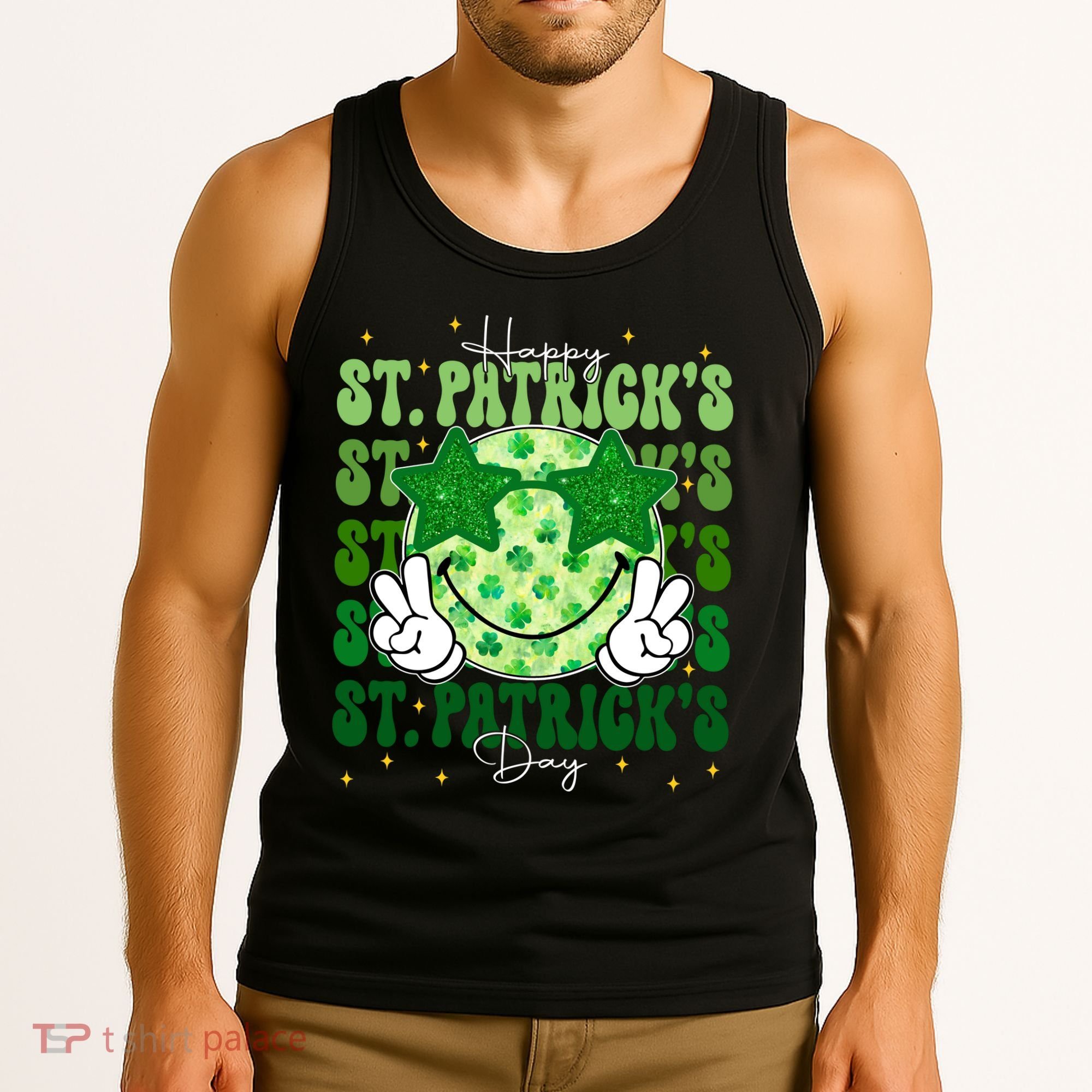 Groovy Happy St Patricks Day Shamrock Tank Top