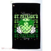 Groovy Happy St Patricks Day Shamrock Golf Towel thumb 0