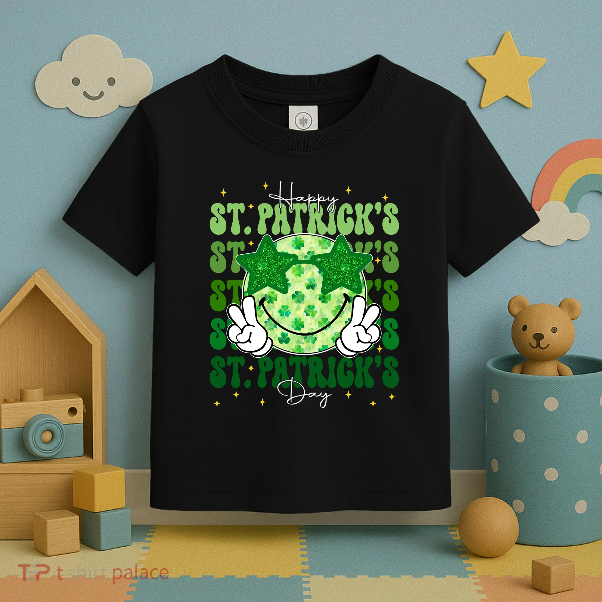 Groovy Happy St Patricks Day Shamrock Toddler T-Shirt