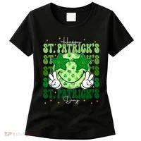 Groovy Happy St Patricks Day Shamrock Women's T-Shirt thumb 0