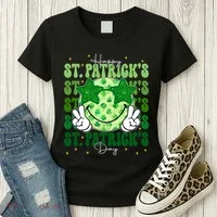 Groovy Happy St Patricks Day Shamrock Women's T-Shirt thumb 3