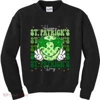 Groovy Happy St Patricks Day Shamrock Kids Sweatshirt thumb 0