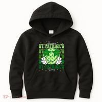 Groovy Happy St Patricks Day Shamrock Kids Hoodie thumb 0