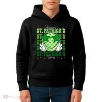 Groovy Happy St Patricks Day Shamrock Kids Hoodie thumb 4