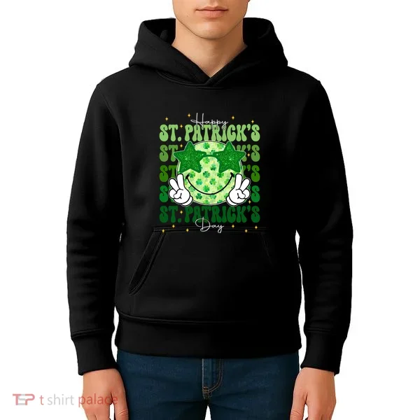 Groovy Happy St Patricks Day Shamrock Kids Hoodie