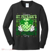 Groovy Happy St Patricks Day Shamrock Kids Long Sleeve Shirt thumb 0
