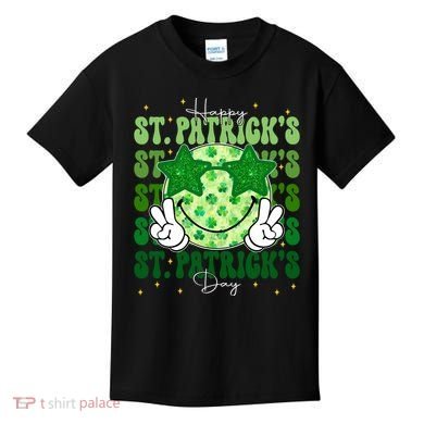 Groovy Happy St Patricks Day Shamrock Kids T-Shirt