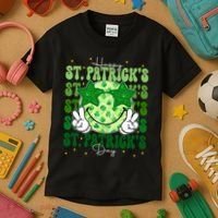 Groovy Happy St Patricks Day Shamrock Kids T-Shirt thumb 3