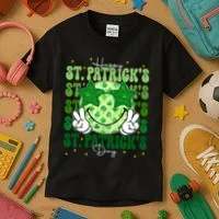 Groovy Happy St Patricks Day Shamrock Kids T-Shirt thumb 3