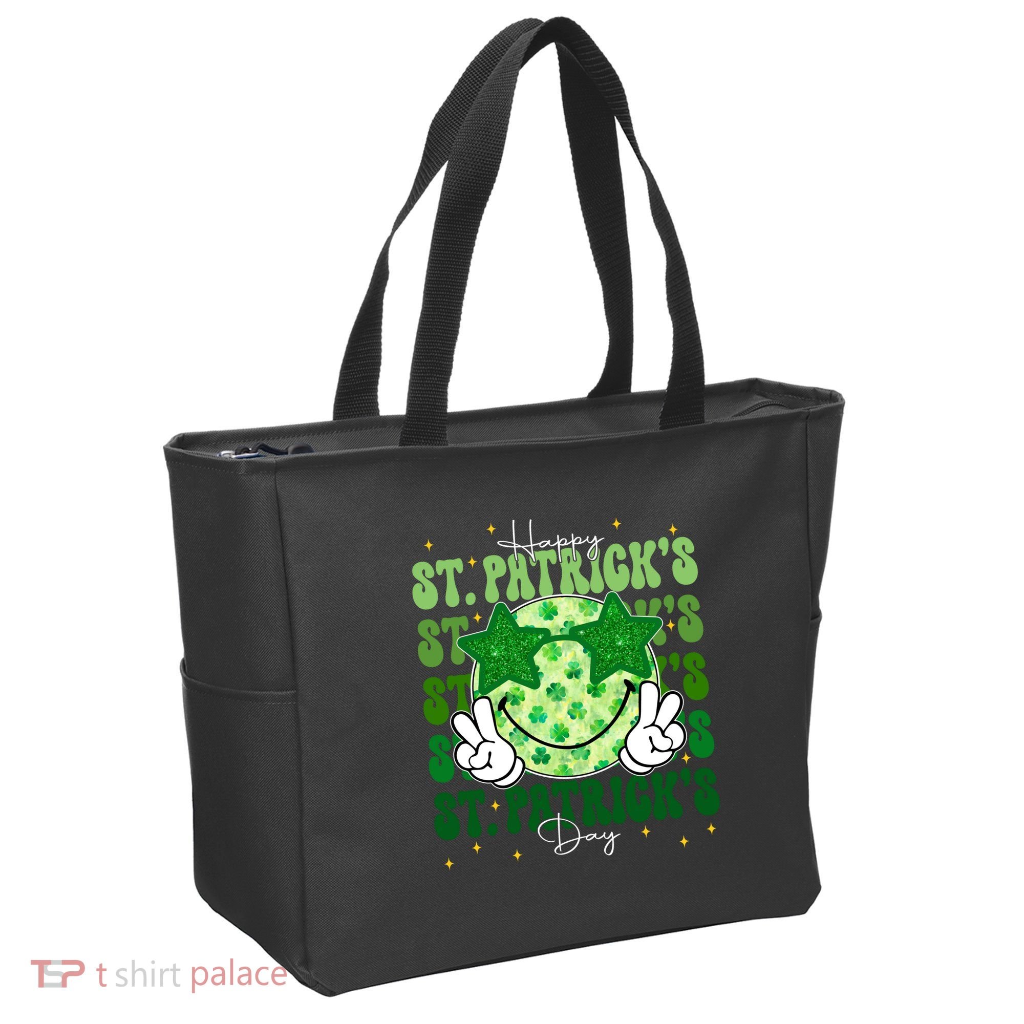 Groovy Happy St Patricks Day Shamrock Tote Bag