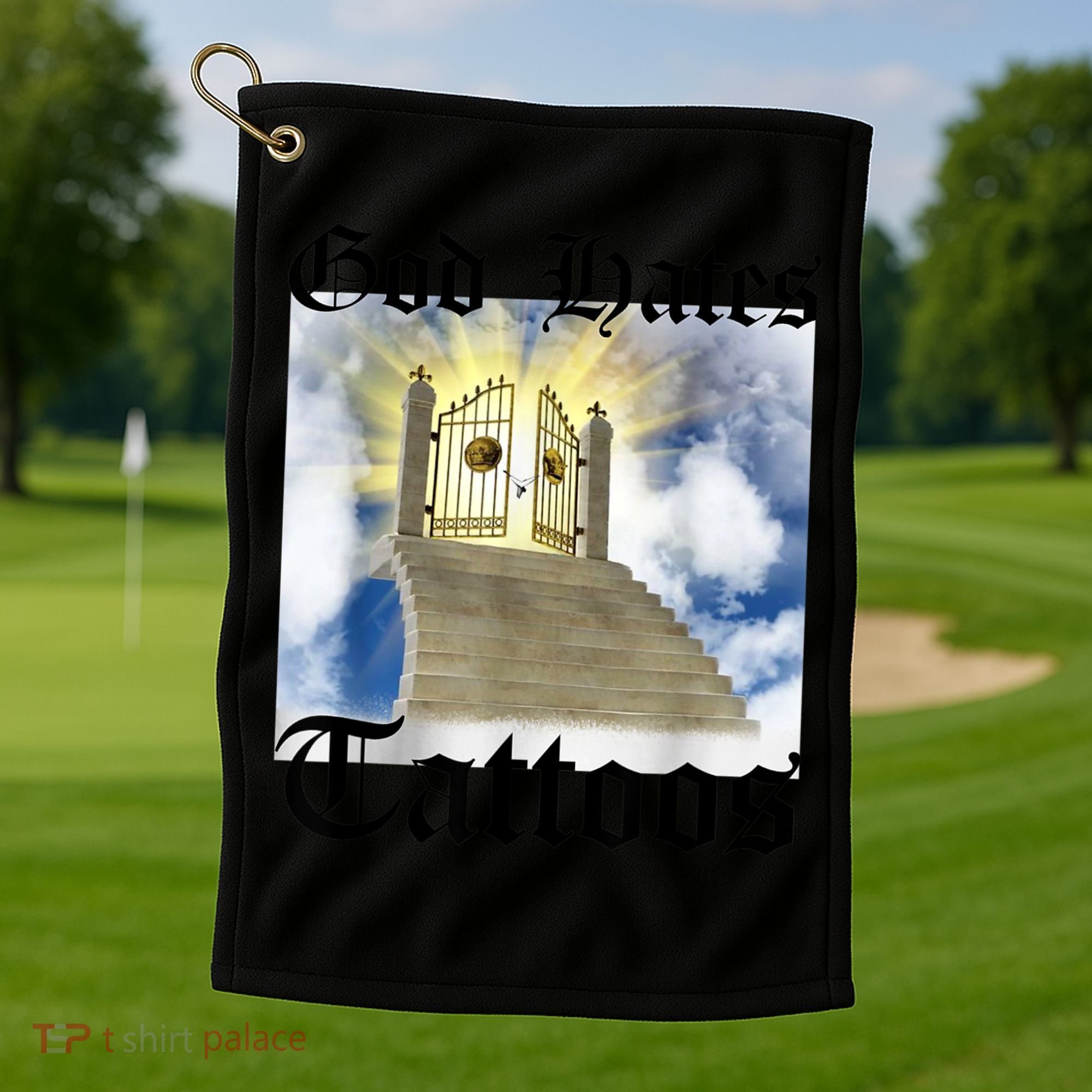 God Hates Tattoos Golf Towel