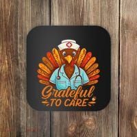 Grateful Healthcare To Care Nurse Turkey Thanksgiving Fall Coaster thumb 0