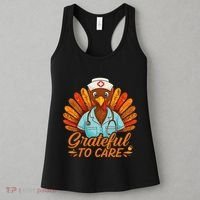Grateful Healthcare To Care Nurse Turkey Thanksgiving Fall Women's Tank Top thumb 3