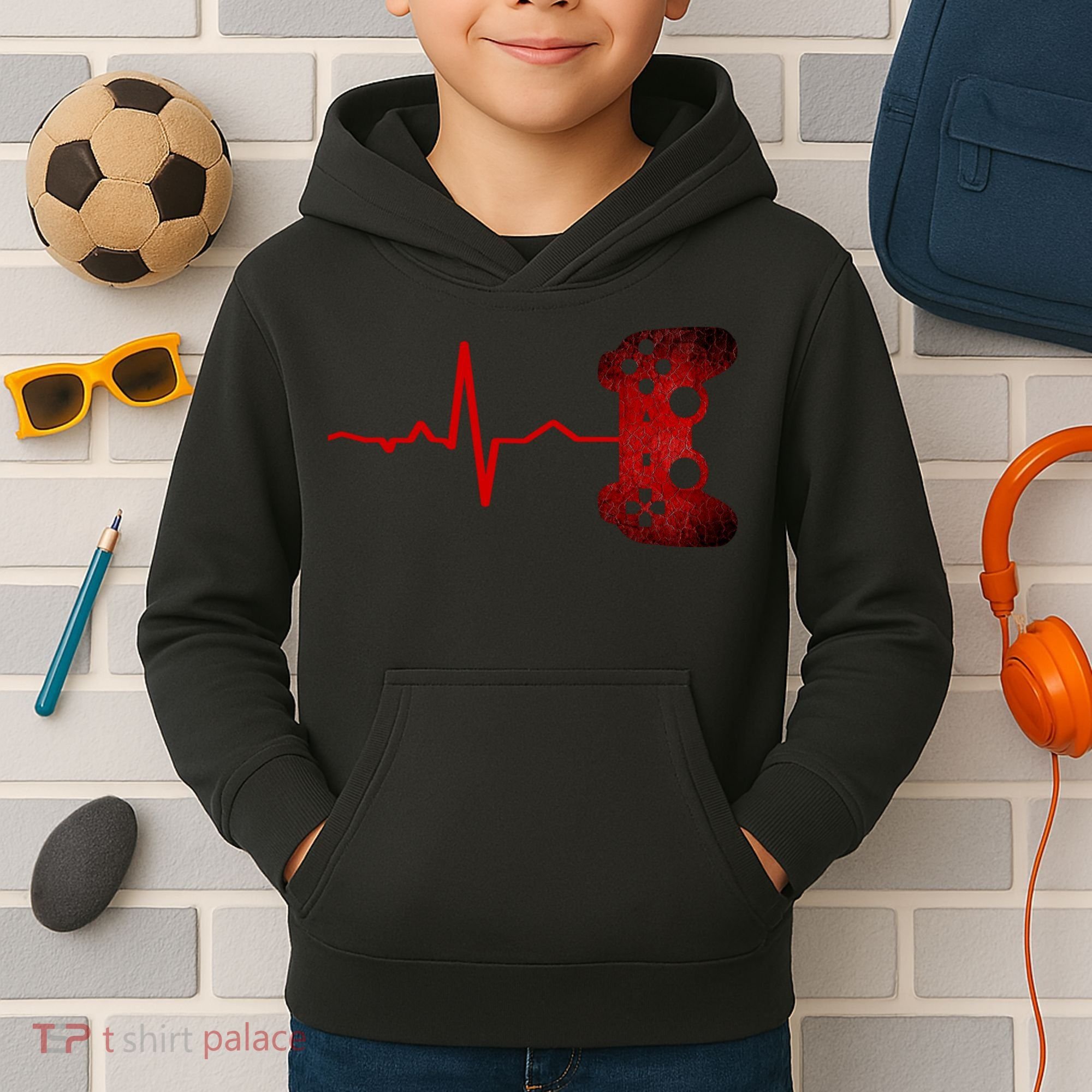 Gamer Heartbeat Video Games Gaming Teens Kids Hoodie