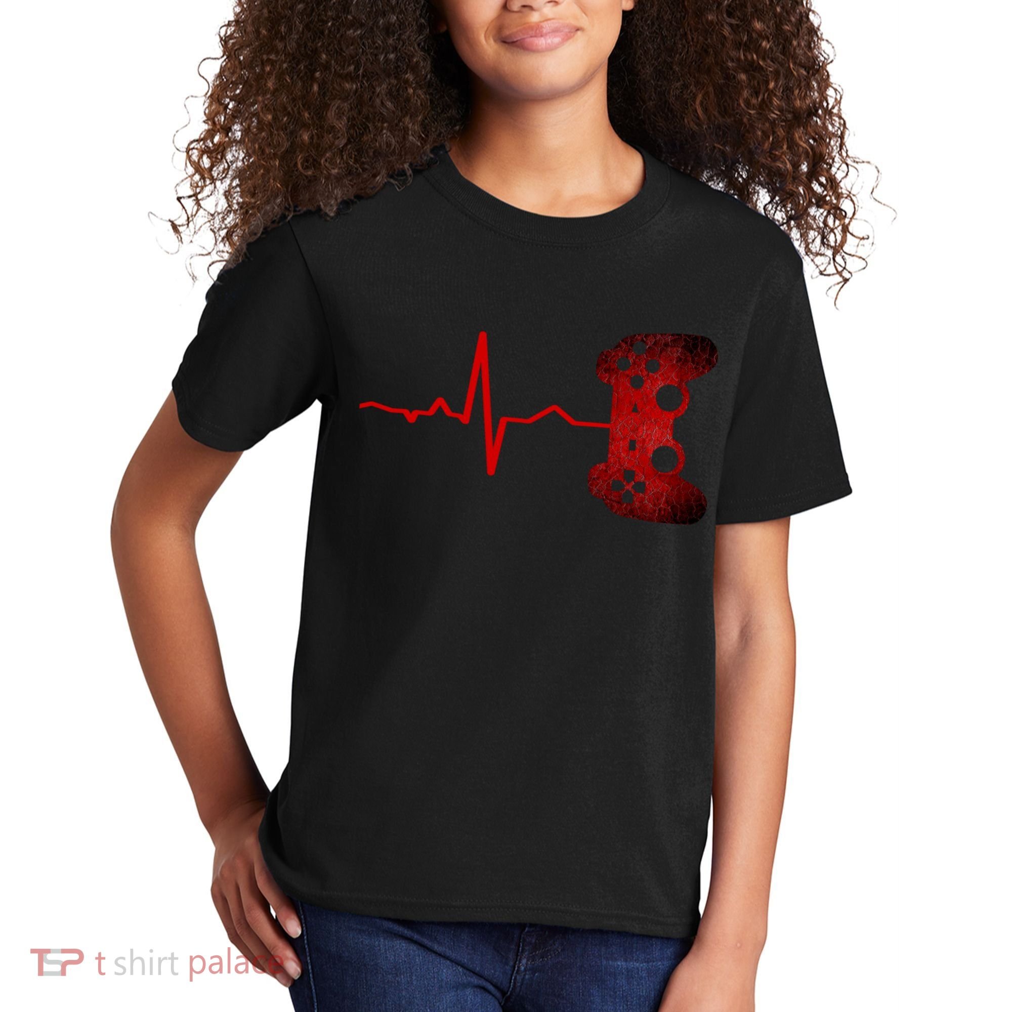 Gamer Heartbeat Video Games Gaming Teens Kids T-Shirt