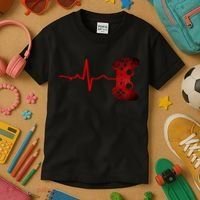 Gamer Heartbeat Video Games Gaming Teens Kids T-Shirt thumb 3