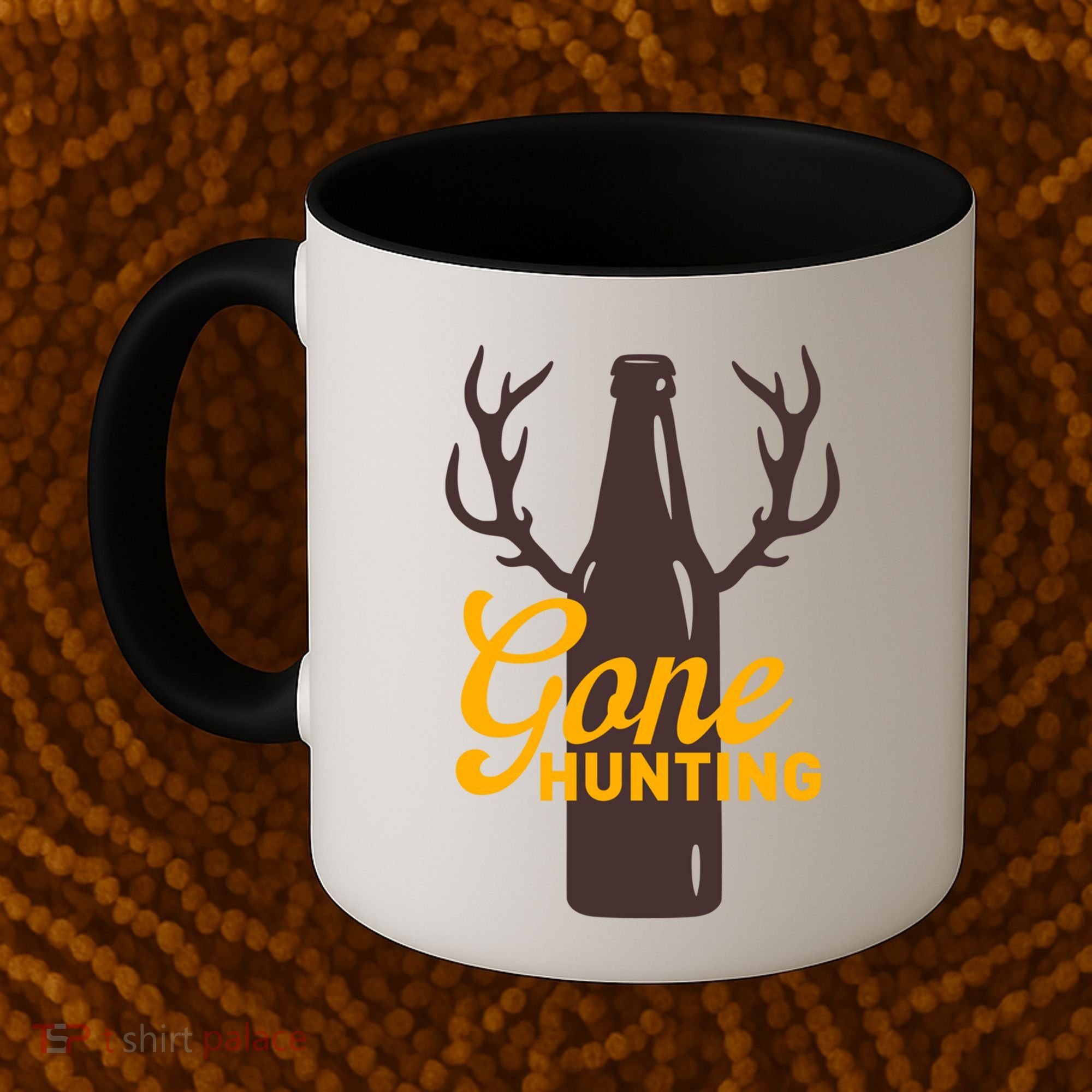 Gone Hunting With Beer Bottle With Deer Antlers Gift Coffee Mug