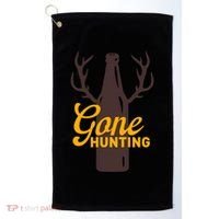Gone Hunting With Beer Bottle With Deer Antlers Gift Golf Towel thumb 0
