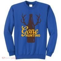 Gone Hunting With Beer Bottle With Deer Antlers Gift Sweatshirt thumb 0