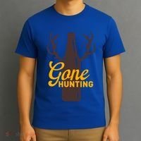 Gone Hunting With Beer Bottle With Deer Antlers Gift T-Shirt thumb 3