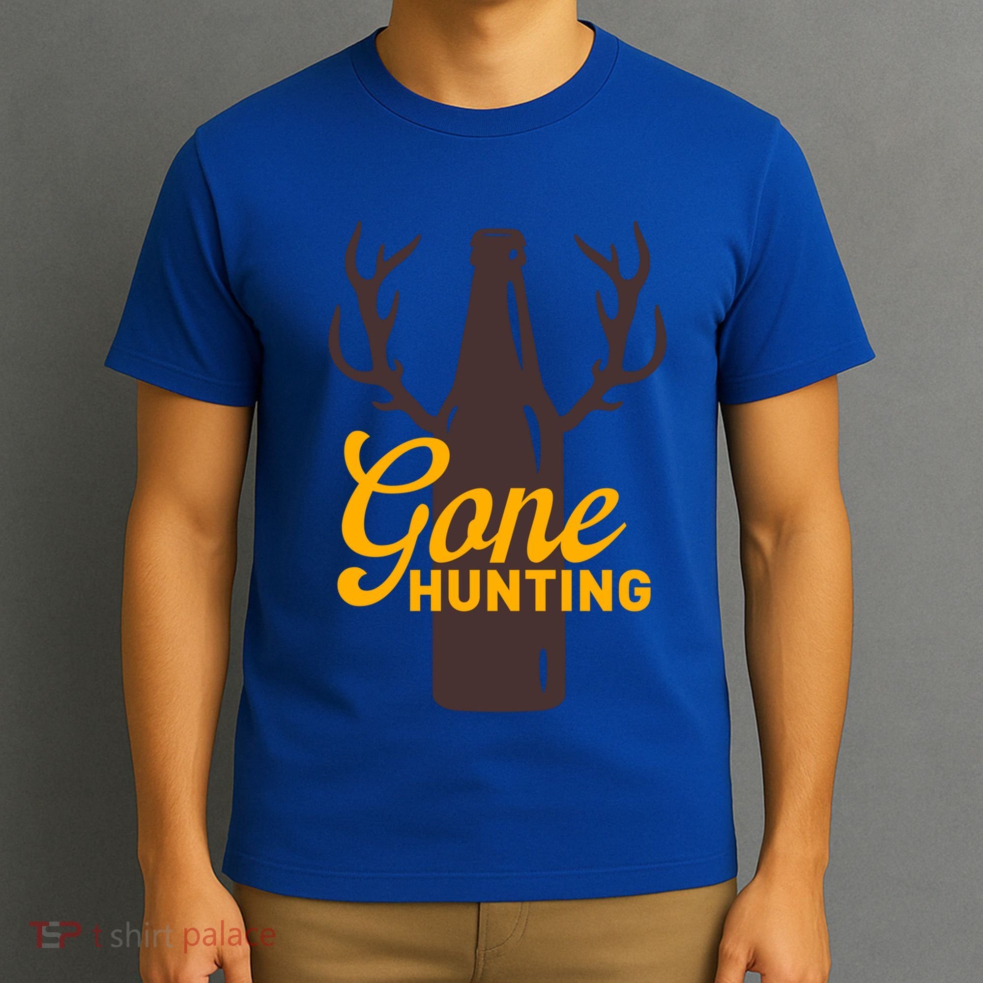 Gone Hunting With Beer Bottle With Deer Antlers Gift T-Shirt