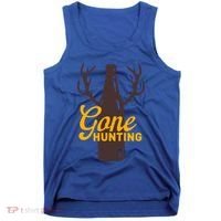 Gone Hunting With Beer Bottle With Deer Antlers Gift Tank Top thumb 0