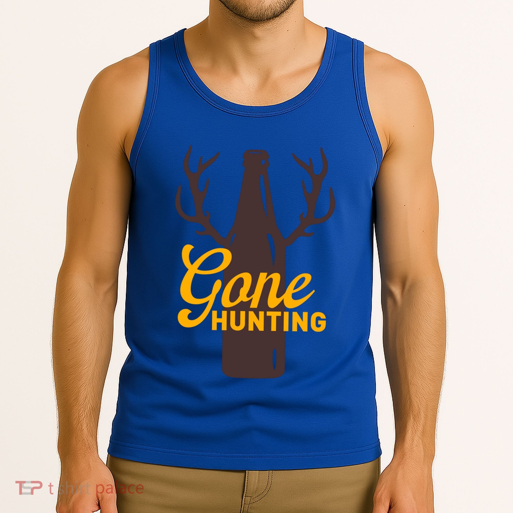 Gone Hunting With Beer Bottle With Deer Antlers Gift Tank Top