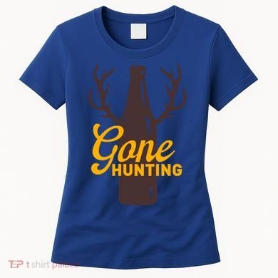Gone Hunting With Beer Bottle With Deer Antlers Gift Women's T-Shirt