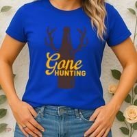 Gone Hunting With Beer Bottle With Deer Antlers Gift Women's T-Shirt thumb 2
