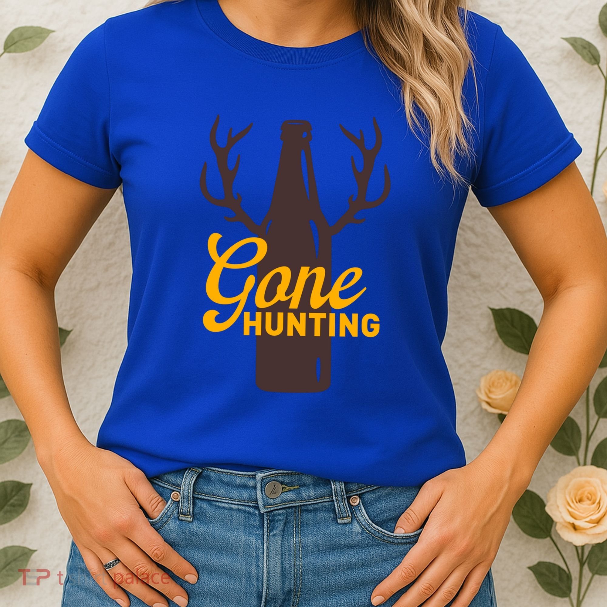 Gone Hunting With Beer Bottle With Deer Antlers Gift Women's T-Shirt