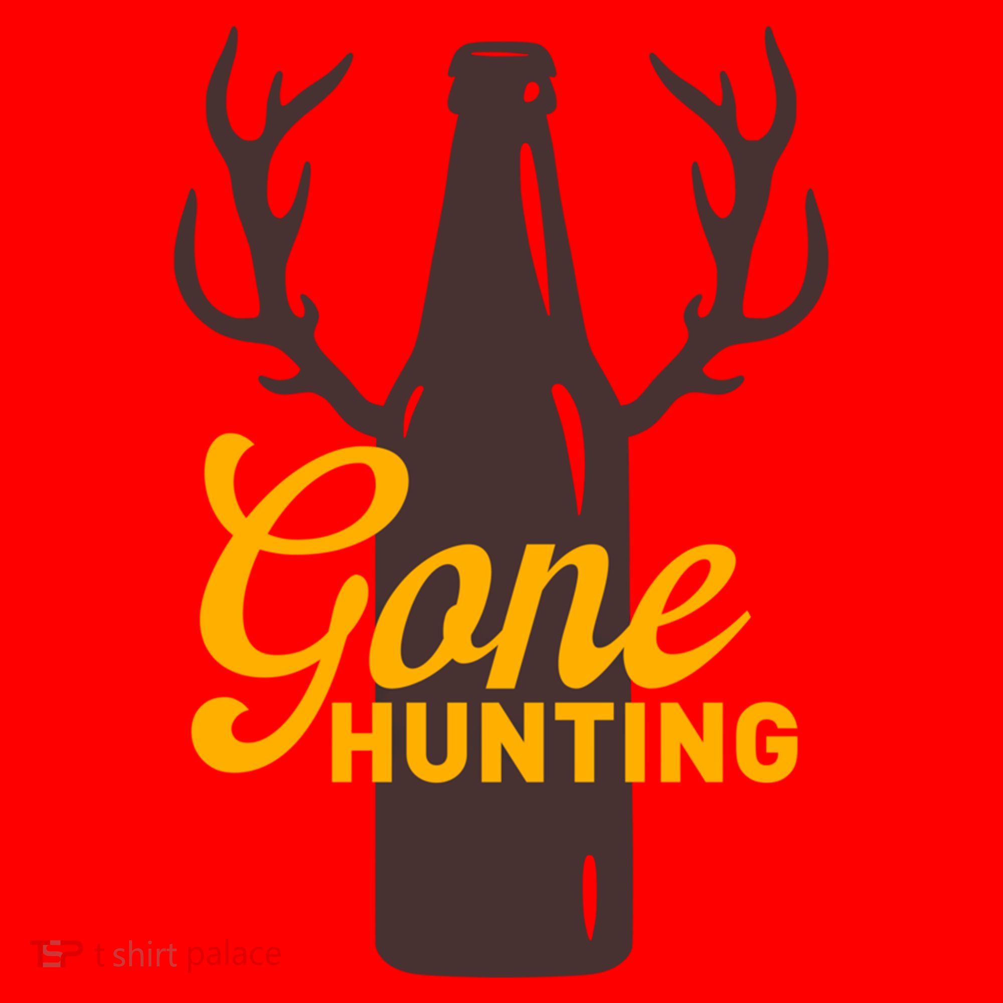 Gone Hunting With Beer Bottle With Deer Antlers Gift Santa Hat