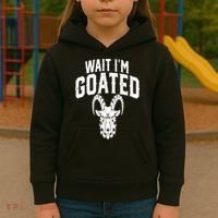 Goat Humor Wait I’m Goated Kids Hoodie thumb 3