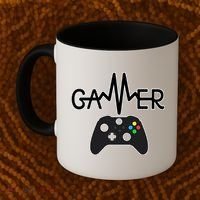 Gamer Heartbeat Xbox Black Coffee Mug thumb 2