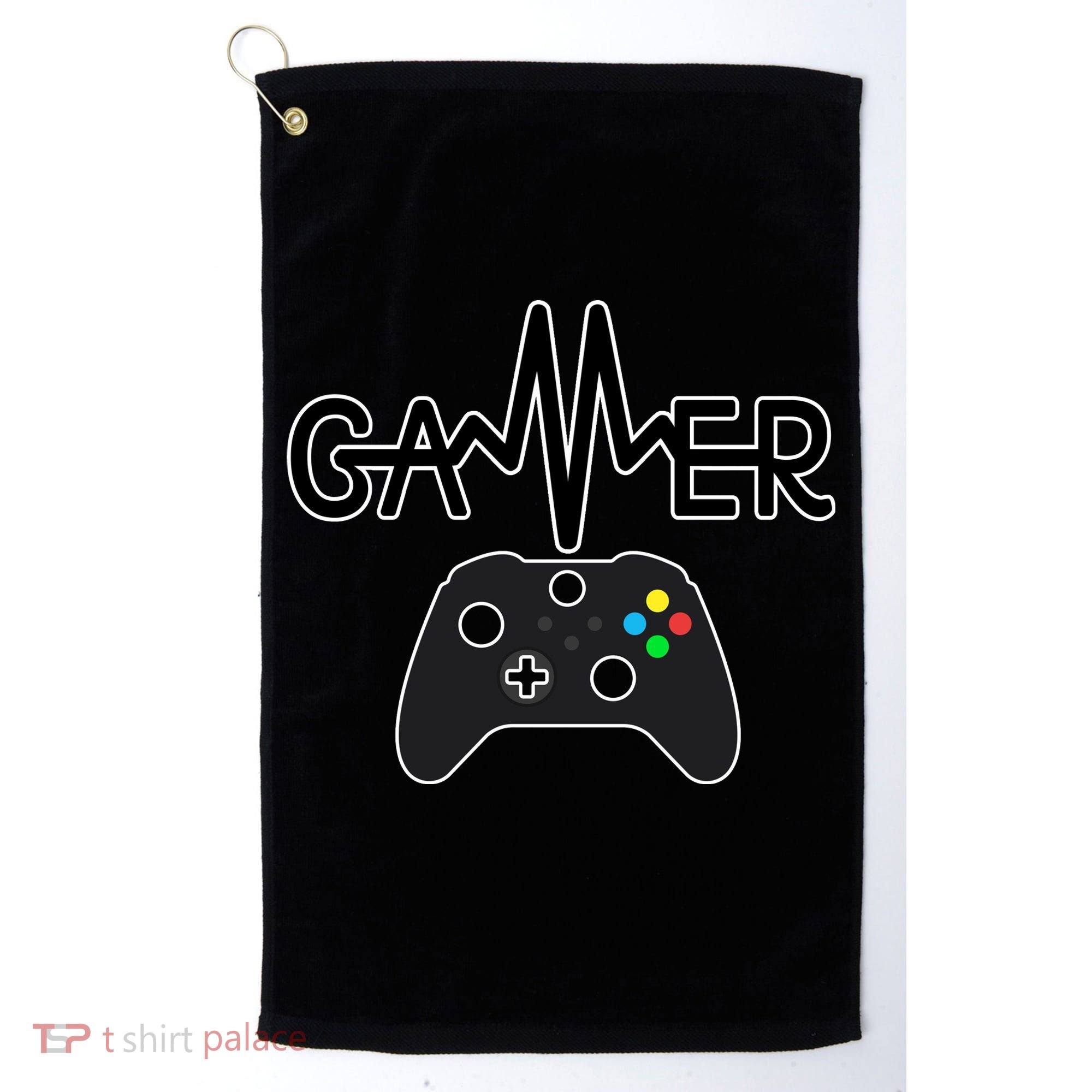 Gamer Heartbeat Xbox Black Golf Towel