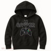 Gamer Heartbeat Xbox Black Kids Hoodie thumb 0