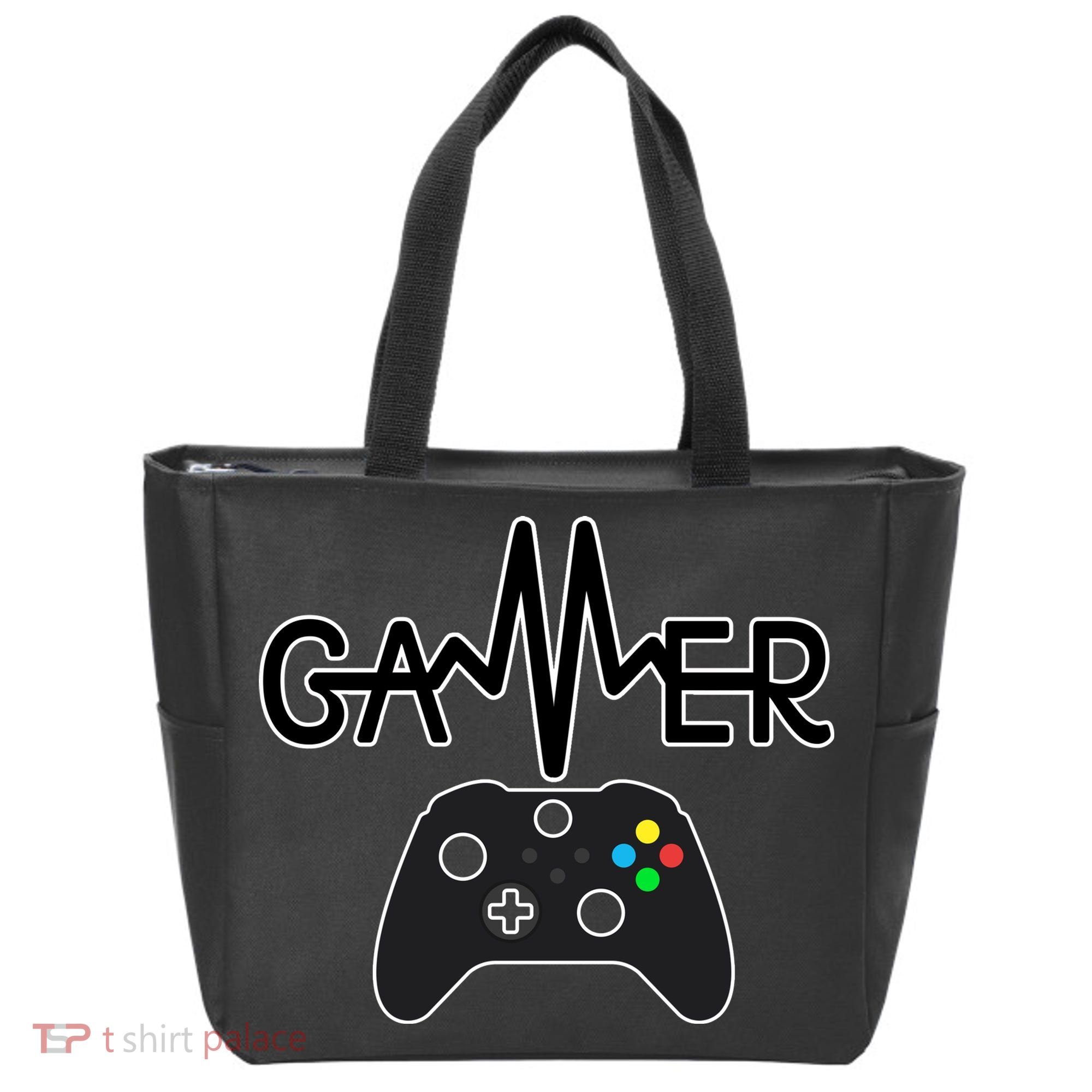 Gamer Heartbeat Xbox Black Tote Bag