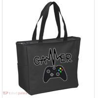 Gamer Heartbeat Xbox Black Tote Bag thumb 2