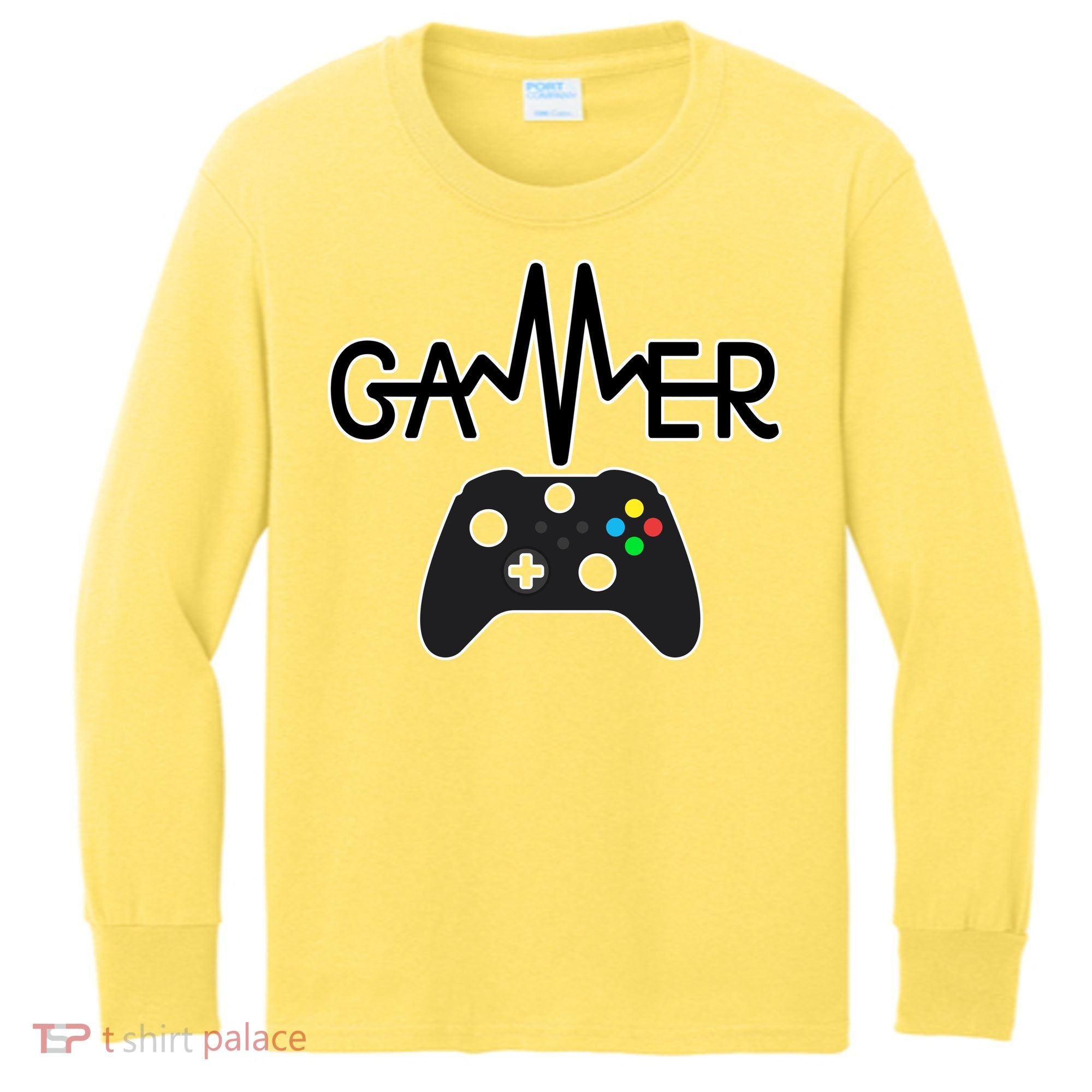 Gamer Heartbeat Xbox Black Kids Long Sleeve Shirt