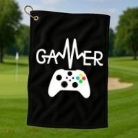 Gamer Heartbeat Xbox White Golf Towel thumb 1