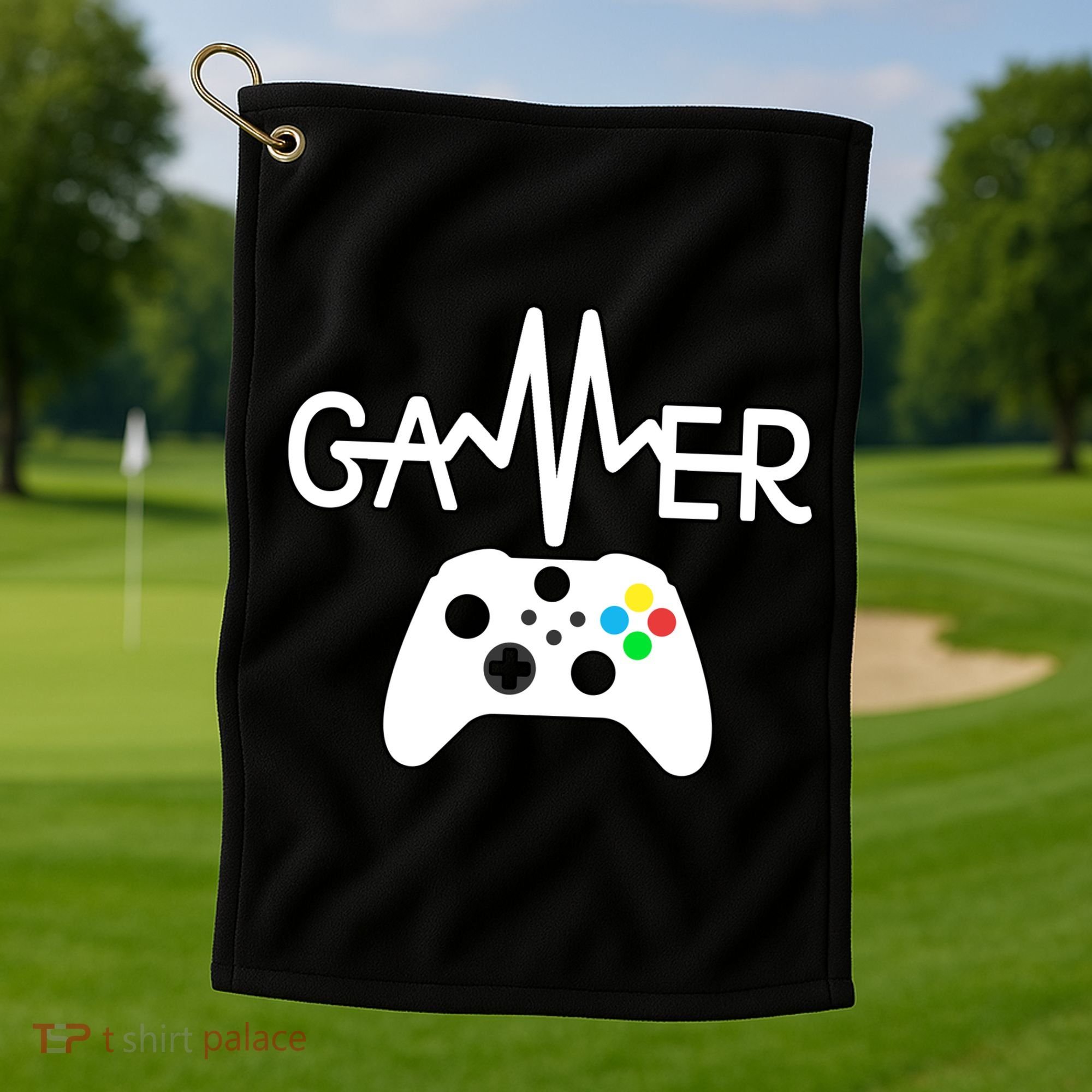 Gamer Heartbeat Xbox White Golf Towel