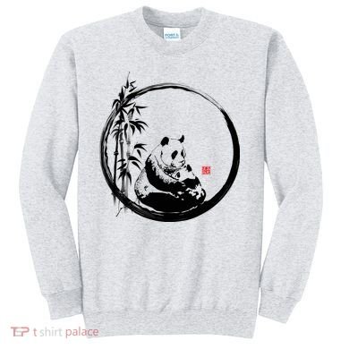 Giant Panda Bamboo Japanese Ink Painting Sweatshirt