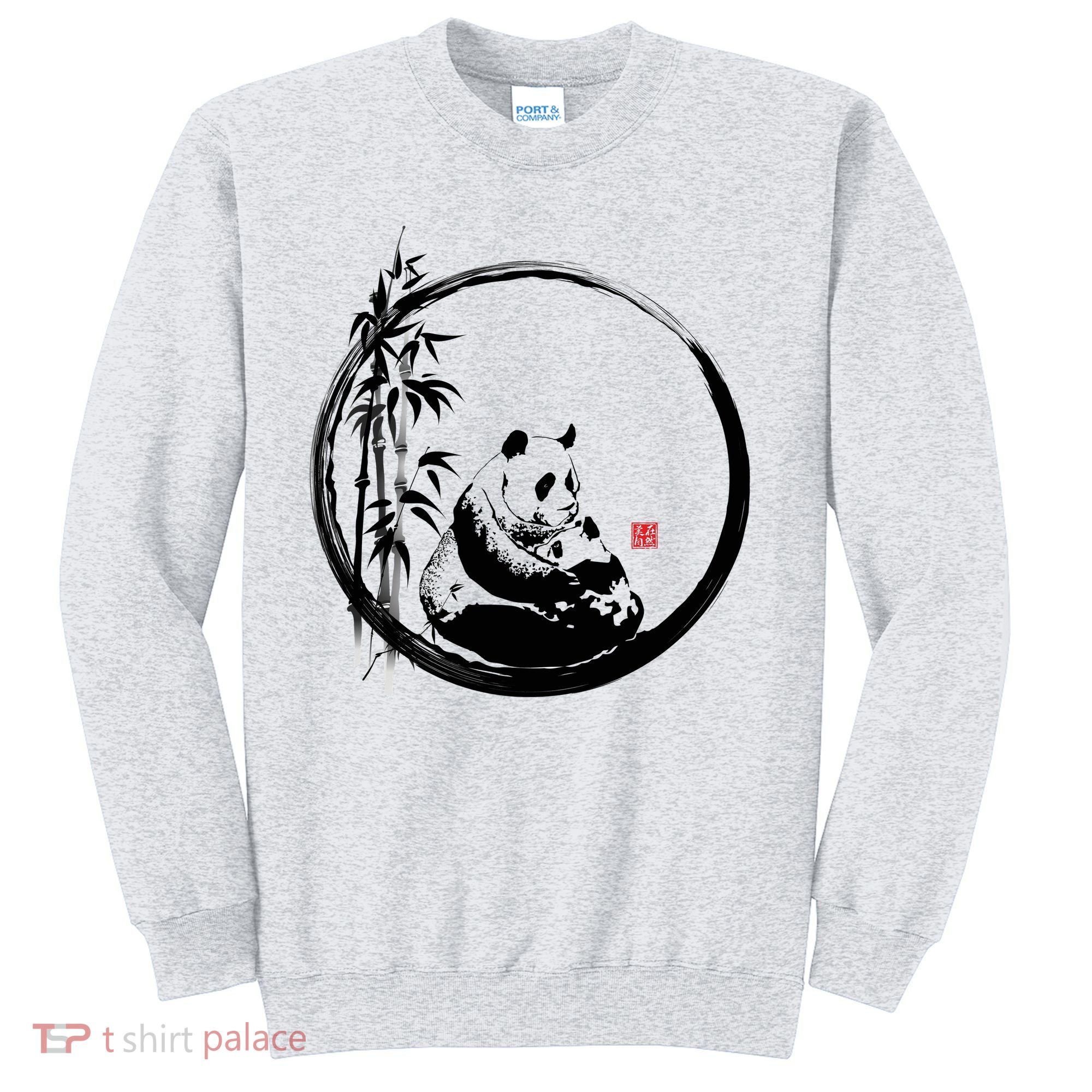 Giant Panda Bamboo Japanese Ink Painting Sweatshirt