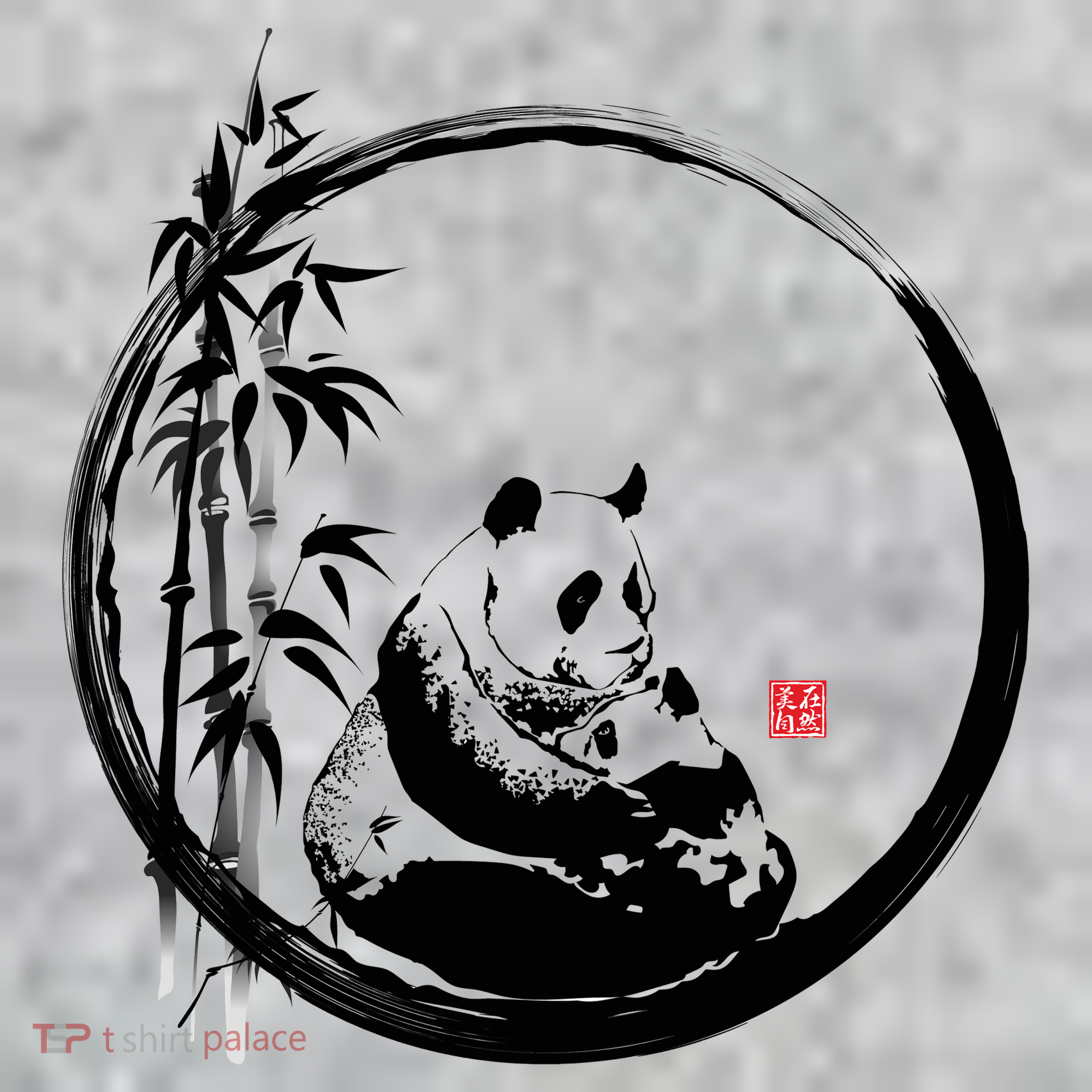 Giant Panda Bamboo Japanese Ink Painting Kids Sweatshirt