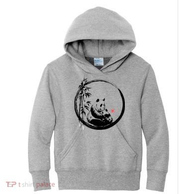 Giant Panda Bamboo Japanese Ink Painting Kids Hoodie