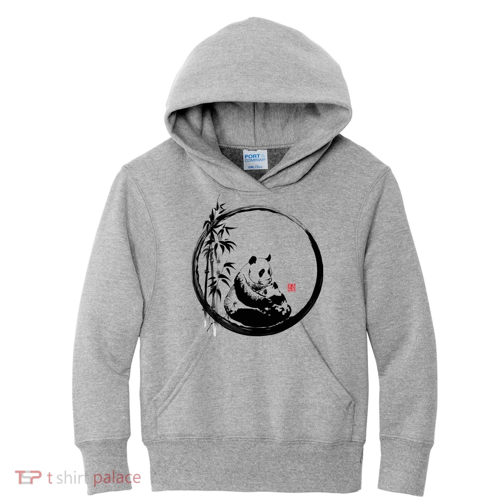 Giant Panda Bamboo Japanese Ink Painting Kids Hoodie